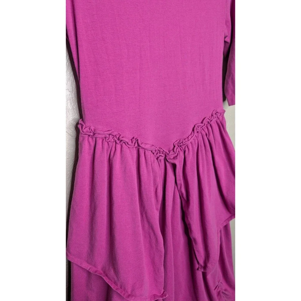 Chasing Fireflies Girls Large (10-12) Fuchsia Tiered Mesh Lace Underlay Dress